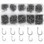 Skyzone Hameçon de Pêche, Lot de 500 Hameçons en Acier Carbone 10 tailles assorties (3#-12#) avec ardillons hameçons mer avec bo