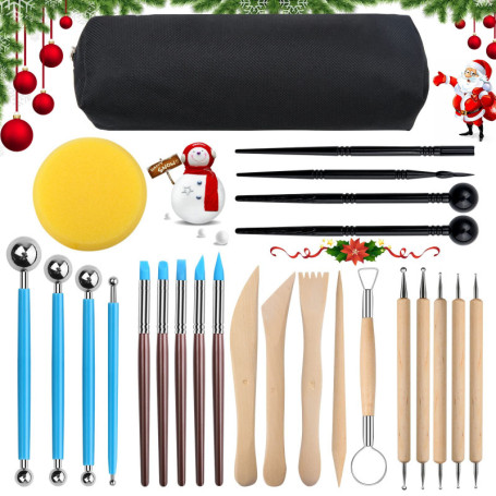 Viesap 25 Pcs Outil Modelage Clay Sculpting Tools Outil Modelage Argile Outil Sculpture Modelage Outil Modelage Silicone, Outil 