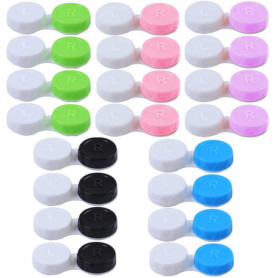Lot de 20 étuis à lentilles de contact, étui de protection pour lentilles de contact et miroir intégré, lentilles de contact, ét