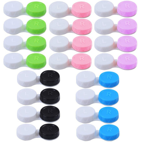 Lot de 20 étuis à lentilles de contact, étui de protection pour lentilles de contact et miroir intégré, lentilles de contact, ét