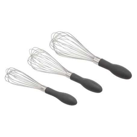 Amazon Basics Lot de 3 fouets à fils en acier inoxydable, Gris