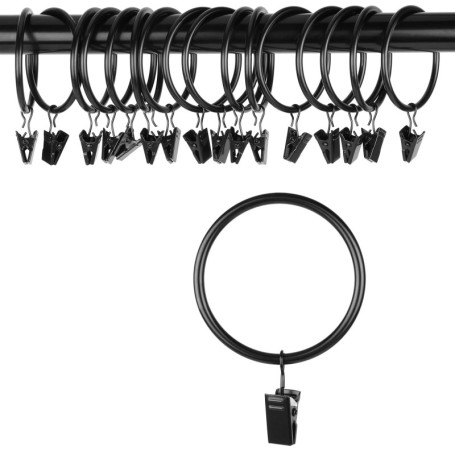 OOTSR Draperie Rideau Clips avec des Anneaux (Φ50mm, Set de 16) - Antirouille Mat Acier Inoxydable Tringle à Rideau Anneaux Clip