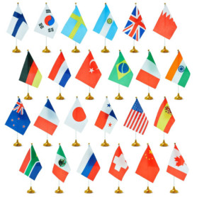 Juvale Drapeaux Pays du Monde Internationaux pour Bureau 21 x 13,9 cm avec Supports de 30 cm (Paquet de 24)