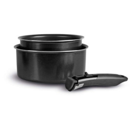Sitram 713284, Set de 2 casseroles Ø16 et 20cm en aluminium anti-adhérent SITRAM avec poignée amovible - Tous feux SAUF inductio
