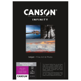 CANSON Infinity - Photogloss Premium RC - Boîte 25 feuilles de papier photo brillant A4 - 270g/m² - Extra blanc