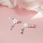 Couleur Argent Mode Fleur Fleurs de Cerisier Conception Dame Femmes Boucles d'oreilles Goutte Bijoux Cadeau