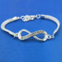 Bracelet Infini plaqué Argent en Alliage de Zinc chaîne Strass Bracelet pour Homme Femme Bijoux de Mode