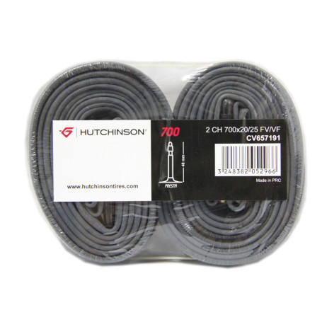 Hutchinson - Pack economique : lot de 2 chambres e air Route Standard 700 x 20 e 25 Presta, noir - noir