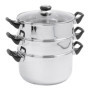 Crealys 503443, Cuit Vapeur Inox diam. 24 cm - 3 niveaux + couvercle verre - tous feux dont induction