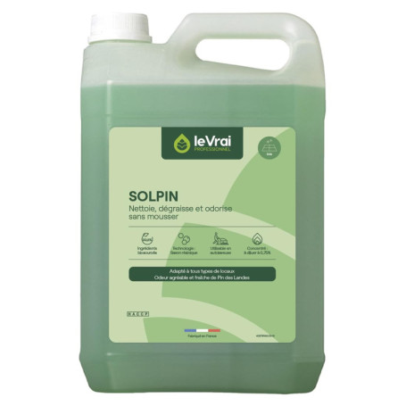 LE VRAI PROFESSIONNEL - SOLPIN - Nettoyant Sol Multi-Surfaces - Détergent aux Agents Lavants d’Origine Végétale - pour Aspirateu