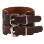 ZENSE - Bracelet de force marron en cuir pour homme avec double lanière ZB0345