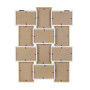 HOME DECO FACTORY - HD4218 - Cadre Photo Multiple Pele-Mele 12 Vues Bois et Blanc, Souvenir, Décoration Maison, 44 x 3 x 58 cm, 