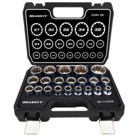 HASKYY 21PCS I 8-36 I Ensemble Jeu de douilles multiple I Tournevis 12 pans embouts de cle a douille 1/2" I acier CRV