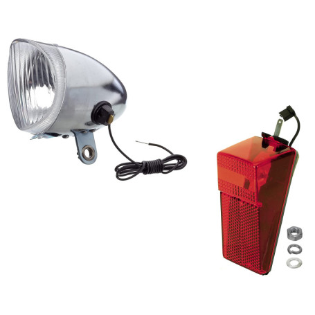 cyclingcolors kit feu Avant + arrière vélo Dynamo à Ampoule 6V Phare éclairage Vintage chromé Argent