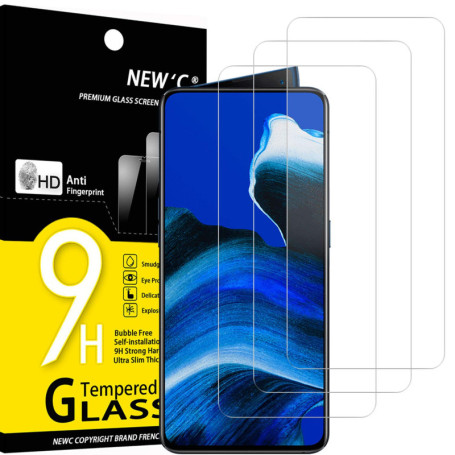 NEW'C Lot de 3, Verre Trempé pour Oppo Reno 2, Reno 2Z, Film Protection écran efficace contre les Rayures - sans Bulles - Ultra 