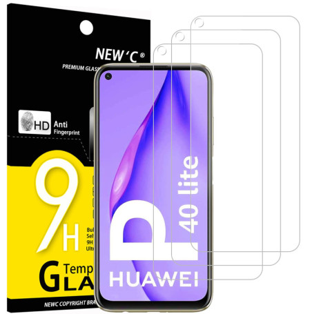 NEW'C Lot de 3, Verre Trempé pour Huawei P40 Lite 4G, Film Protection écran efficace contre les Rayures - sans Bulles - Ultra Ré