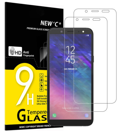 NEW'C Lot de 2, Verre Trempé pour Samsung Galaxy A6 (SM-A600F) Film Protection écran sans Bulles d'air Ultra Résistant (0,33mm H