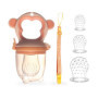 Tetine Grignoteuse Bebe et 3 Tétines Évolutives | Design Singe | En Silicone Médical et Sans Bisphénol A | Attache tétine offert