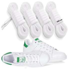 MARKETIFAR Lacets Blancs pour Baskets 100cm-4 Paires Lacets Blancs Plats-Lacet Chaussure-Parfait pour Converse basse et Stan Smi