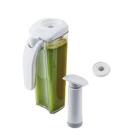 PIKA - Kit de conservation sous vide pour jus de fruits et légumes : Carafe sous vide 1L + pompe + couvercle universel taille S,