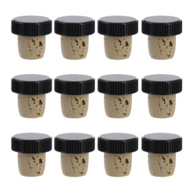 Westmark 482020E4 Lot de 12 bouchons pour bouteilles de vin, spiritueux, huile ou vinaigre, liège naturel/plastique, marron clai