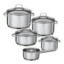 Rösle Elegance Set de 5 casseroles, Acier Inoxydable, avec Couvercle en Verre, sauteuse, marmite, Casserole à Manche, Graduation