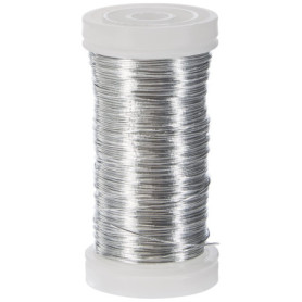 Rayher 2400121 Bobine de fil de fer en platine, Inoxydable, couleur argent-blanche, ø 0,35 mm, longueur 100m, multi-usage, bijou