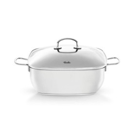 Fissler Secural Cocotte en Acier Inoxydable, Grande Cocotte Rectangulaire (6,5 l – Ø 28 cm) avec Revêtement, avec Couvercle en V