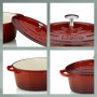 Kela 11948 Cocotte en Fonte Emaillée Ronde, Diamètre 26 cm, 5 litres, Rouge Calido