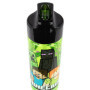p:os 33171 - Gourde pour enfants, environ 540 ml, design transparent avec motif Minecraft et paille intégrée à rabat, en plastiq