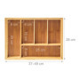 Relaxdays Plateau à couverts extensible HBT 5 x 48,5 x 28 cm, insert à couverts en bambou avec 5 à 7 compartiments comme organis