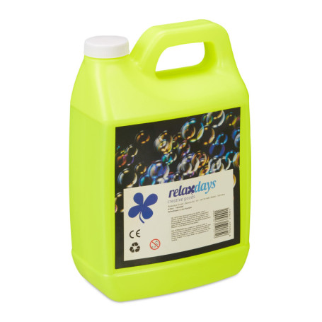 Relaxdays Bidon de Solution savonneuse pour Bulles, 2 litres, pour Bulles de Savon, Mariage, fête, Enfant, Vert