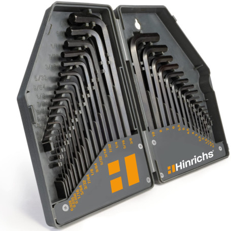 Hinrichs 30 pcs. Jeu de Clés à Six Pans Creux en Pouces et Métrique - Jeu de Clés à Six Pans Creux - Jeu de Clés Hexagonales pou
