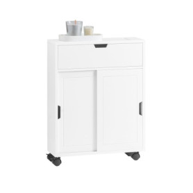 SoBuy Meuble de Rangement Salle de Bain, Armoire de Côté, Rangement Polyvalente, Meuble pour Papier Toilette, Porte Brosse WC, M