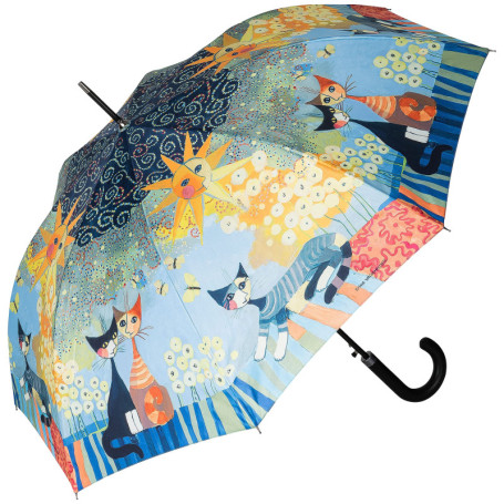 VON LILIENFELD® Parapluie Rosina Wachtmeister: Dolce Vita Canne Grand Robuste Ouverture Automatique Art Chat