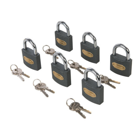 Silverline - 407238 - Lot de 6 cadenas en fer à clés identiques - 50 mm