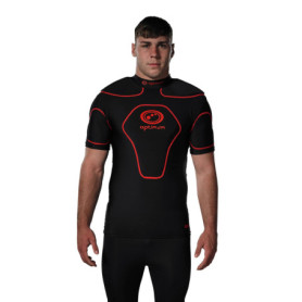 OPTIMUM Origin Epaulières de Rugby Homme, Noir/Rouge, M