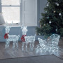 Lights4fun Duo de Rennes et Traîneau Lumineux de Noël avec 240 LED Blanc à Piles en Acrylique avec Minuterie Décoration de Noël 