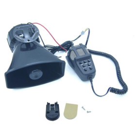 KATSU Sirène de Voiture 7 Tons 12V 100W Sirène de Police Amplificateur Alarme Voiture avec Micro, Klaxon de Véhicule Circulation