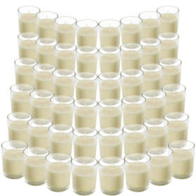BELLE VOUS Bougie Votive Non Parfumée avec Bougeoir en Verre Transparent (48 Pcs) - 12 h de Combustion - Bougie de Table avec Po