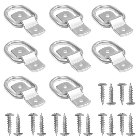 Belle Vous Anneau Arrimage avec Supports et Vis (Lot de 8) - 4,6 x 3,8 cm - Supporte 400 Kg - Fixation Inox pour Sécuriser L’Anc