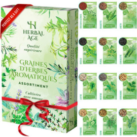 HERBAL AGE 12 Variétés de Plantes d'Herbes, 8700 Graines d'Herbes, Idée Cadeau Homme et Femme, Kit de Jardinieres Exterieur Pour