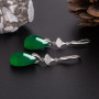 Vintage Naturel Émeraude Jade Calcédoine Femme Boucles d'oreilles 925 Argent Goutte d'eau Vert Jadéite Pierres Précieuses Bijoux