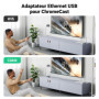 UGREEN Adaptateur Réseau Micro USB vers RJ45 Ethernet Compatible avec Chromecast Google Home TV Stick Câble Alimentation 1M