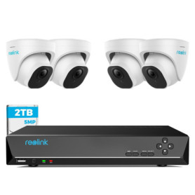 Reolink 5MP Caméra de Surveillance Extérieure, Kit Vidéo Surveillance avec 8CH 2To NVR et Caméra IP PoE Filaire 4X 5MP, Détectio