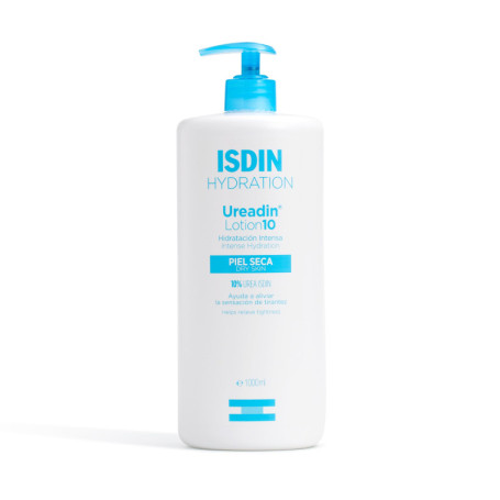 ISDIN Ureadin Lotion 10, Lotion corps, Hydratation Intense pour les Peaux Sèches, 10% d'Urée, 1000 ml