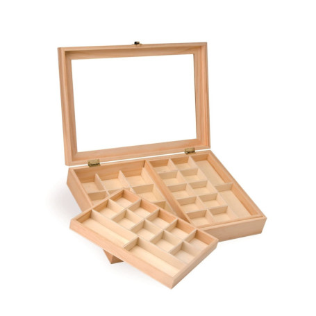 GLOREX 6 2003 341 Boîte à Bijoux en Bois de pin, FSC Mix, 40 x 28 x 7,5 cm, Naturel