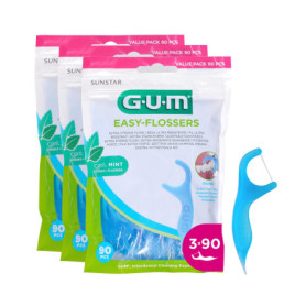 GUM EASY-FLOSSERS | Porte-fil dentaire | Élimine les résidus alimentaires et la plaque entre les dents | Recouvert de fluor et d