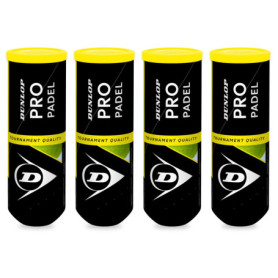 Dunlop, Pro Padel, Lot de 4 Tubes de 3 Balles Padel, Balles de Padel de qualité, Jouez avec Les Boules de Padel des Champions, I