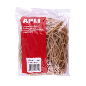 Apli 18764 - Élastiques - Dimensions Ø 140 x 2 mm - Sachet de 100 g - 70% caoutchouc naturel
